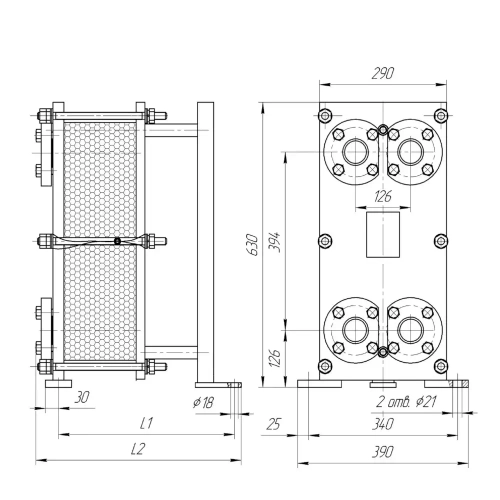 Разборный пластинчатый теплообменник TAF-07 (расчетное давление 1,6 МПа)