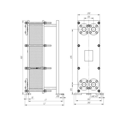 Разборный пластинчатый теплообменник TAF-14 (расчетное давление 1,6 МПа)