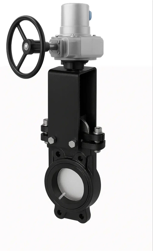 Задвижка шиберная ножевая с невыдвижным штоком TAFLINE TL81-A Ду500 Ру10 с редуктором