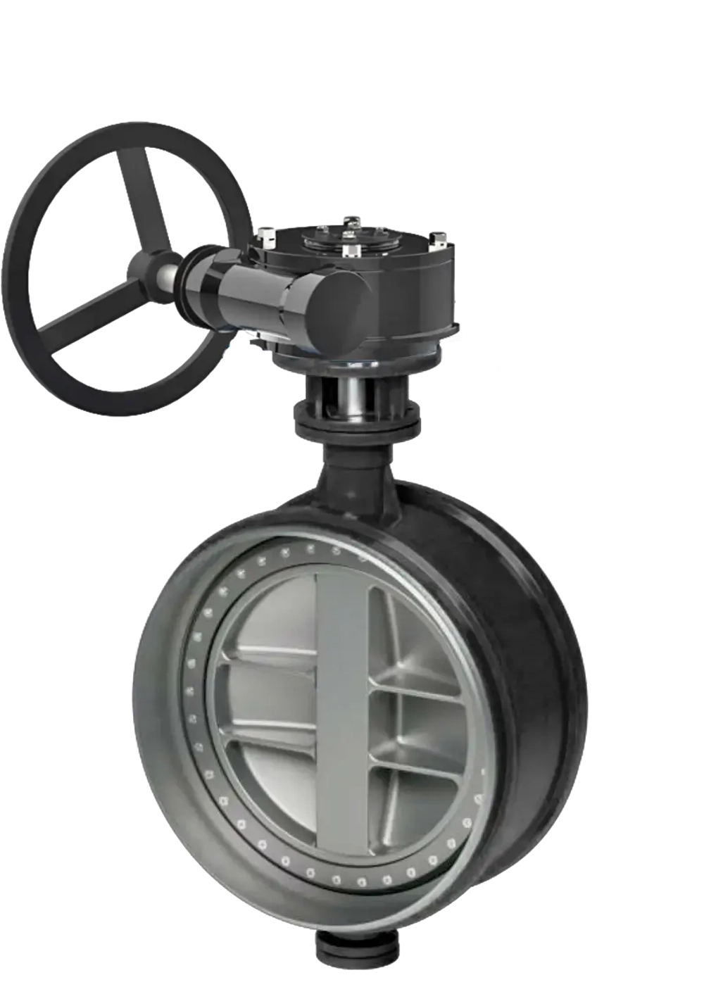 Затвор дисковый поворотный трехэксцентриковый Tafline TL63 под приварку, с редуктором, Ду600 Ру25