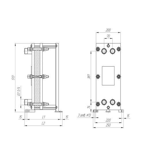 Разборный пластинчатый теплообменник TAF-04 (расчетное давление 1,6 МПа)