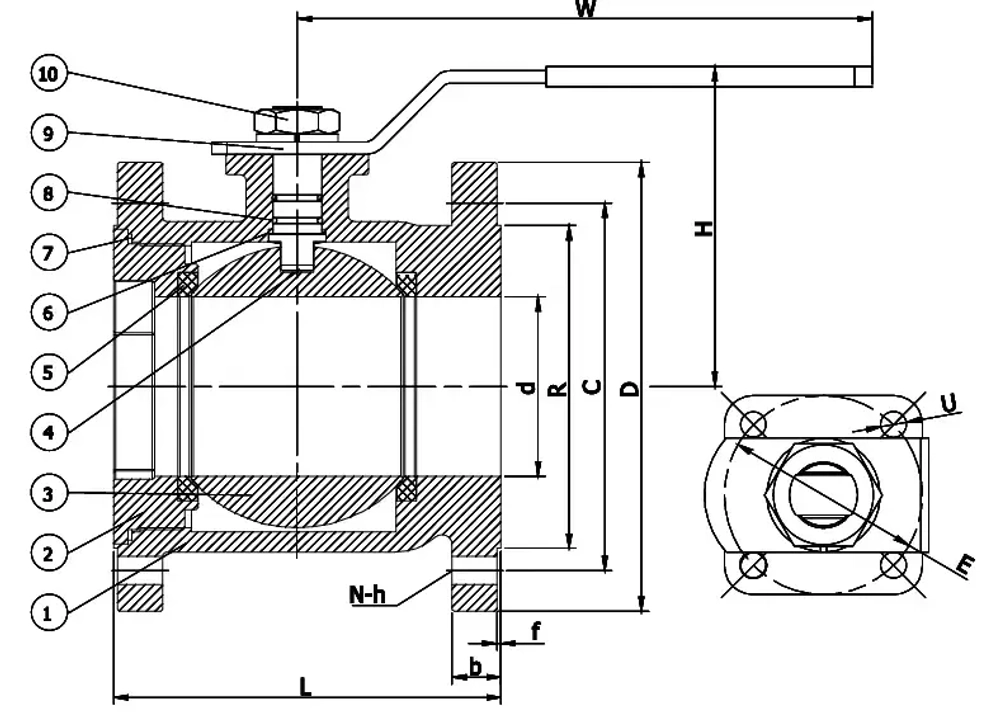 Кран шаровой чугунный фланцевый TAFLINE (серия TL41) односоставной, ДУ15