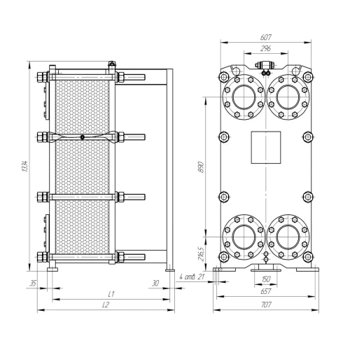 Разборный пластинчатый теплообменник TAF-41 (расчетное давление 1,6 МПа)