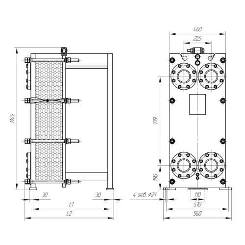 Разборный пластинчатый теплообменник TAF-21 (расчетное давление 1,6 МПа)
