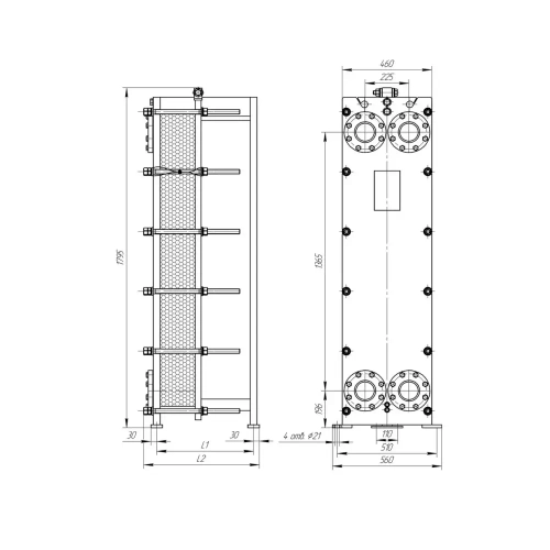 Разборный пластинчатый теплообменник TAF-47 (расчетное давление 1,6 МПа)