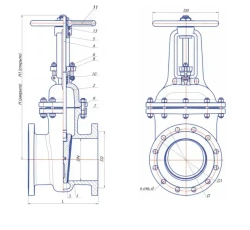 Задвижка клиновая фланцевая 30с41нж с маховиком, PN16
