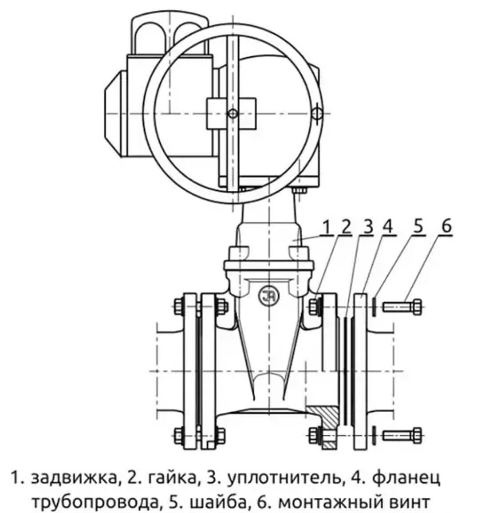 Задвижка с обрезиненным клином TAFLINE серии TL45-16D, с электроприводомTL-15 Ду65 Ру16